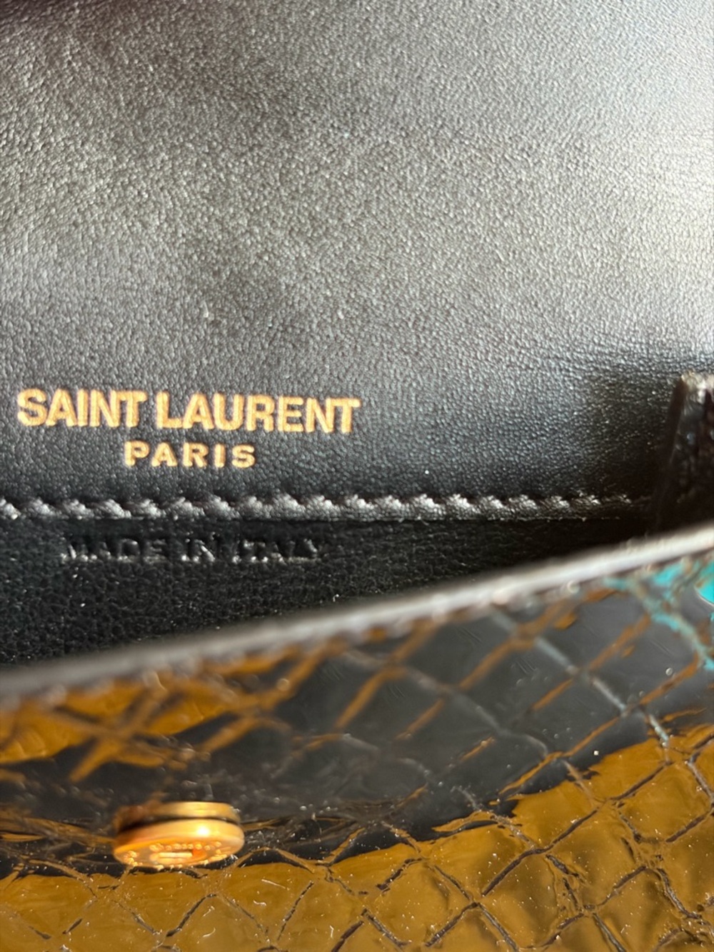 Saint Laurent NEW Black Patent Card Holder with Gold YSL Emblem - Picture 5 of 8